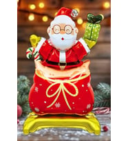 Ayaklı Küçük Hediye Paketinde Noel Baba Balon Yılbaşı Balonu