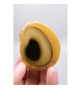 Sarı Dendritik Opal (Merlinit) Cilalanmış Dilim - Siyah Delik Dendritler Sezgi, Gölge Çalışması ve