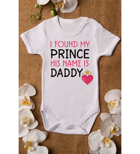 Kız Beyaz Bebek Prince Daddy Baskılı Çıtçıtlı Body
