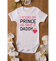 Kız Beyaz Bebek Prince Daddy Baskılı Çıtçıtlı Body