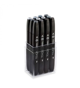 Touch Twin Marker 12 Renk Set MAVİ/YEŞİL GRİLER 