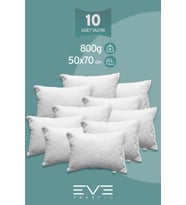10 Adet Diamant Plus Kılıflı Fermuarlı Yıkanabilir Antialerjik Silikon Elyaf Yastık 50x70cm 800 gr (Beyaz)