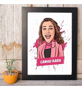 Kişiye Özel Karikatürlü Tasarım Kız Arkadaşa Hediye Çerçeve