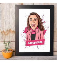 Kişiye Özel Karikatürlü Tasarım Kız Arkadaşa Hediye Çerçeve