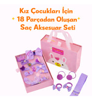 Kız Çocukları İçin 18 Parça Saç Aksesuar Çanta Kutulu Hediye Seti – Şirin ve Renkli Kombinler