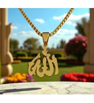 ALLAH Yazılı Çelik Kolye Ucu (Altın)