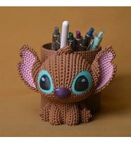 3D Baskı Knitted Kalemlik - Sevimli Karakterli Masaüstü Kalem Organizeri-Kahverengi