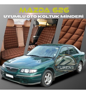 Mazda 626 Kahverengi Renk Tay Tüyü Cepli & Terletmez Sırtlı Oto Koltuk Minder Seti - Koltuk Koruma Kılıfı (ÖN & ARKA TAM SET)