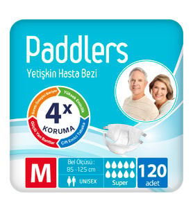 Paddlers Yetişkin Hasta Bantlı Bez Medium 120 Adet – Koli, Sızdırmaz