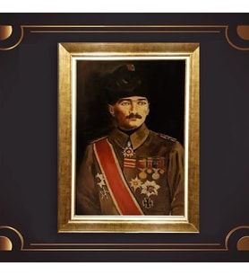 Altın Varaklı Çerçeveli Paspartulu Atatürk Tablo z4922 (Gold)