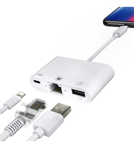 İPhone/İPad 3İN1 Ethernet RJ45 Ve Usb Kamera Adaptörü NK107-(5775)