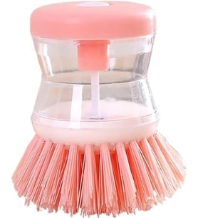 Hazneli Bulaşık Fırçası, Kırmızı, Hazneli, Mutfak Temizlik Fırçası (Pembe)