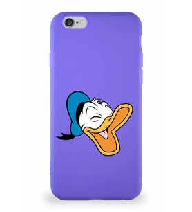 Apple iPhone 6S Soft Premier Kapak Donald Duck-E Tasarımlı Silikon Kılıf - Mor (Şeffaf)