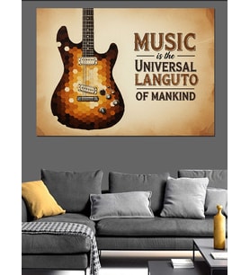 Gitar "Music Language Universal" Dekoratif Kanvas - Mdf Ahşap Tablo