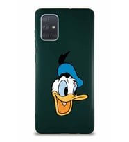 Samsung Galaxy A71 Soft Premier Kapak Donald Duck-A Tasarımlı Silikon Kılıf - Yeşil (Şeffaf)