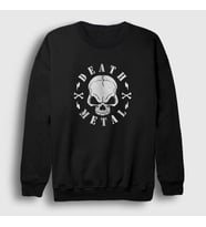 Presmono Unisex Siyah Skull Death Metal Sweatshirt 316111tt