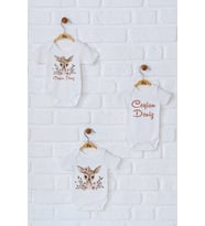 Pia Baby Premium %100 Pamuk İsme Özel Organik Baskılı Üçlü Set Çıtçıtlı Bebek Body Zıbın Modelleri 5034-18 (Ekru)