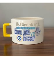 Üstümdekini Çok Sormuşsunuz Baskılı Sarı Kulplu C Fincan