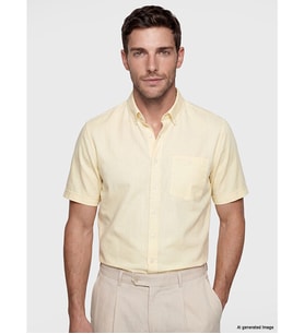 LCWAIKIKI Classic Sarı Regular Fit Keten Karışımlı Erkek Gömlek