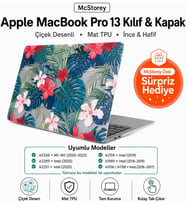 MacBook Pro 13 Çiçek Desenli Kılıf A1706 A1708 A1989 A2159 A2251 A2289 A2338 M1 M2 Uyumlu TPU Sert Kılıf İnce Hafif Koruyucu Kapak Yeşil