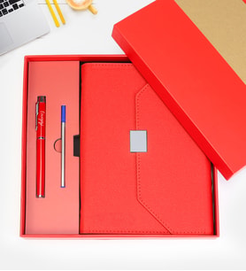Kutulu Defter Kalem Seti (Kırmızı)