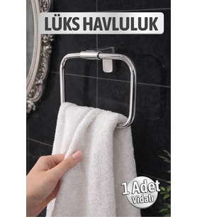 Krom Renk Kare Metal Havluluk Banyo Lavabo İçin Vidalı