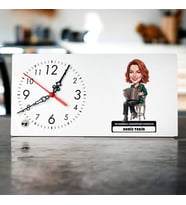 Akordiyon Sanatçısı Müzisyen Kadın Karikatürlü Masa Saati