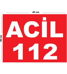 Metal Acil 112 30cm x 40cm A3 Büyüklüğünde Uyarı Levhası Yönlendirme Tabelası