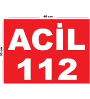 Metal Acil 112 30cm x 40cm A3 Büyüklüğünde Uyarı Levhası Yönlendirme Tabelası