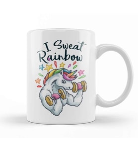 Unicorn I Sweat Rainbow Pixel Art Kupa Bardak Porselen