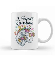 Unicorn I Sweat Rainbow Pixel Art Kupa Bardak Porselen