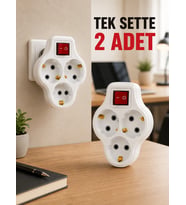 2’li Set Anahtarlı 3’lü Priz Çoğaltıcı Direkt Prize Takılan Kablosuz Çoklayıcı