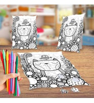 Kedi ve Kuş Boyama Puzzle Tablo Çocuk Eğitici Yapboz
