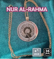 🙏Nur Al-Rahma Çelik Kolye 🎨 Altın Renk (24)