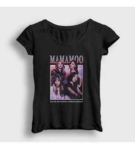 Presmono Kadın Siyah Poster K-Pop Mamamoo T-Shirt 274043tt