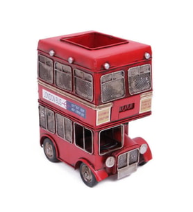 Dekoratif Metal Londra Şehir Otobüsü Kalemlik 20 cm (Karışık)
