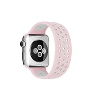 Watch 38mm Ayarlı Delikli Silikon Kordon - Pembe-beyaz