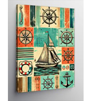 Kanvas Tablo Denizcilik Temalı Patchwork