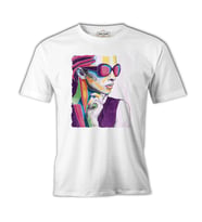 A Woman Silhouette Made out of Shapes Beyaz Erkek Tshirt
