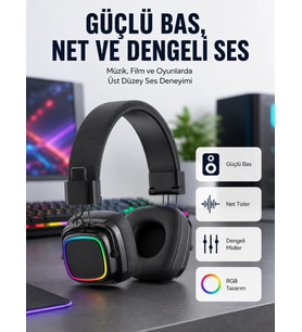 Yüksek Ses Kaliteli Kablosuz Kulak Üstü Kulaklık – Bt 5.3