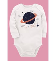 Organik Baskılı Pamuklu Unisex Bebek Body UZUNKOLE48