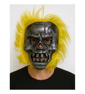 Mey İthalat® Wild Skull - Metal Kafatası Sarı Saçlı İskelet Maske