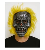 Mey İthalat® Wild Skull - Metal Kafatası Sarı Saçlı İskelet Maske