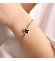 14 Ayar Altın Balıksırtı Bileklik Emerald