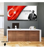 Panoramik Kanvas Makam Panosu Atatürk ve Bayrak Beni görmek demek mutlaka yüzümü görmek