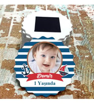 Magnet Hediyelik - Erkek Bebek / Çocuk Denizci, Gemici Tasarım Resimli Doğum Günü Magnet