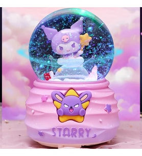 Yıldızlı Sanrio kuromi Orta Boy Işıklı Müzikli Kar Küresi
