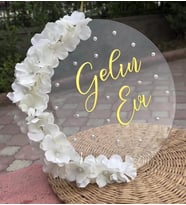 Kişiye Özel Pleksi Gelin-Damat Evi Kapı Süsü (Gümüş)