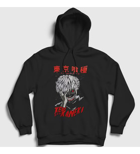 Presmono Unisex Siyah Ken Kaneki Anime Tokyo Ghoul Kapüşonlu Sweatshirt 136752tt