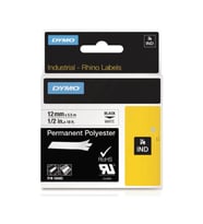 Dymo Rhino Pro Etiketi Plastik Sabit 12 MM x 5.5 Metre Beyaz Üzerine Siyah 18483